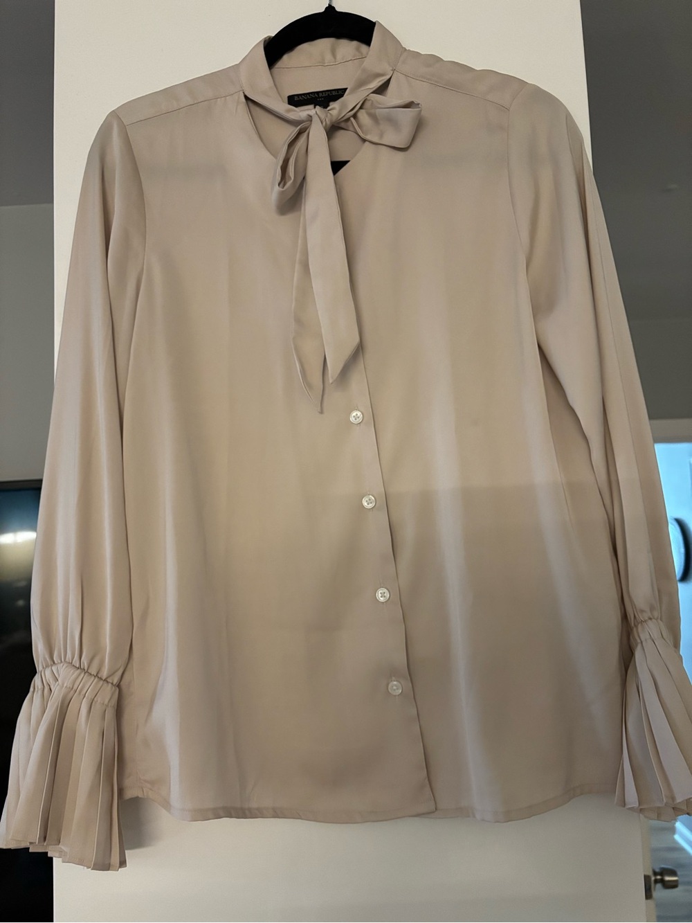 Banana Republic Beige Tie-Neck Blouse